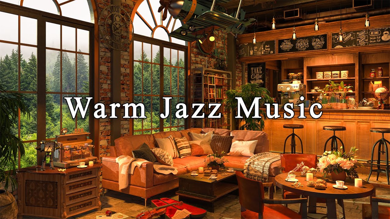 Relaxing Jazz Music ☕ Rainy Autumn Day in Cozy Coffee Shop Ambience ~ Smooth Jazz Instrumental Music